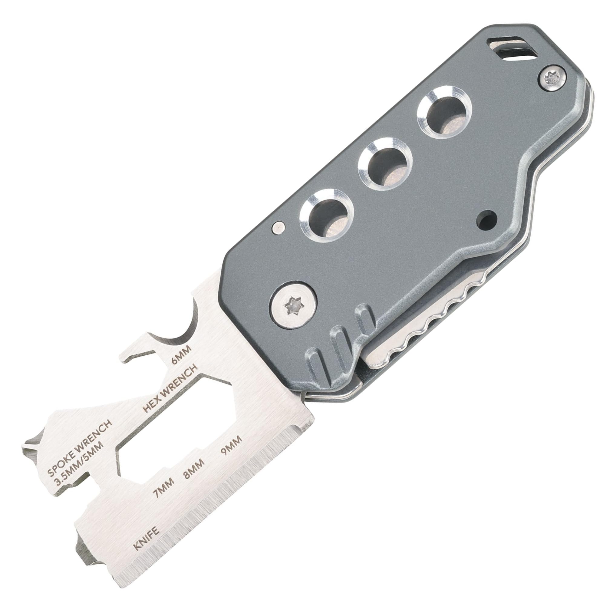 TROIKA Mini Tool with 11 Functions - KEYTOOL - Knife - Keychain (Wire Loop) - Thread Cutter - 420 Stainless Steel Aluminium - Anodized - Titanium - TROIKA Original-image-35