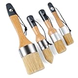 Mister Rui Chalk Paint Brush, 4 pcs Wax Paint Brush Set, Wax Brushes for Waxing and Stenciling, Natural Bristles Round Paint Brushes, Ideal for DIY Home Decor, Art Crafts