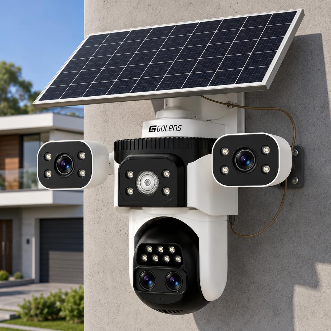 Golens WC22K (NEW Launch) Solar 4G LTE Security Camera Outdoor, 4-Lens PTZ, 10X Zoom, 360° Auto Tracking, PIR Motion Detection, 8000mAh Battery, Color Night Vision, Two-Way Audio, Waterproof