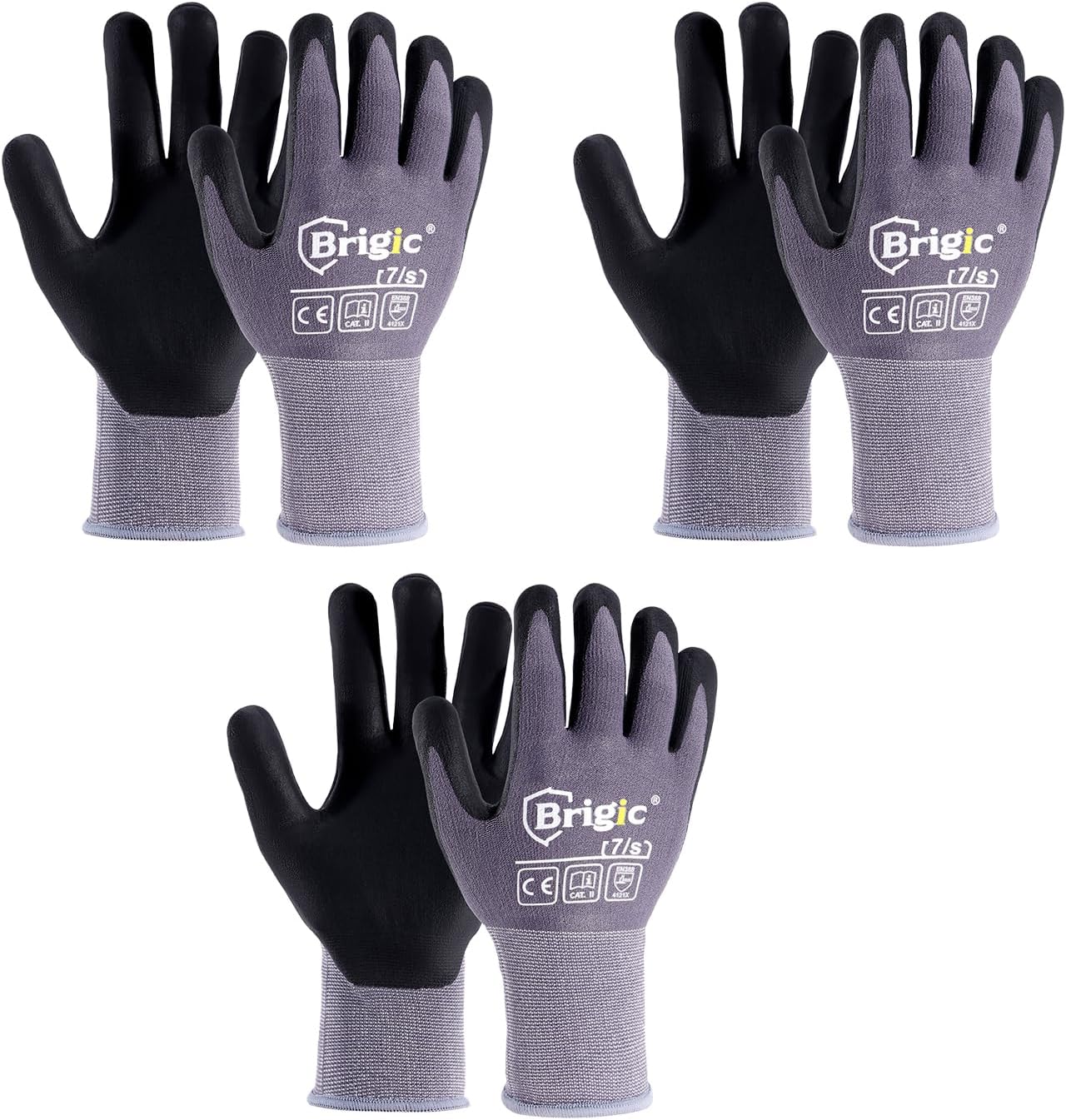 Protective work gloves Micro Foam Nitrile Coated, High-density Nylon Gloves, Thin & Lightweight, Strong Grip-Grey