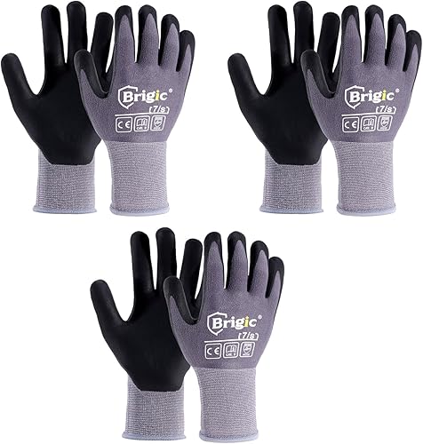 Guantes de trabajo de seguridad con revestimiento de nitrilo de microespuma, guantes de nailon de alta densidad, delgados y ligeros, agarre fuerte,