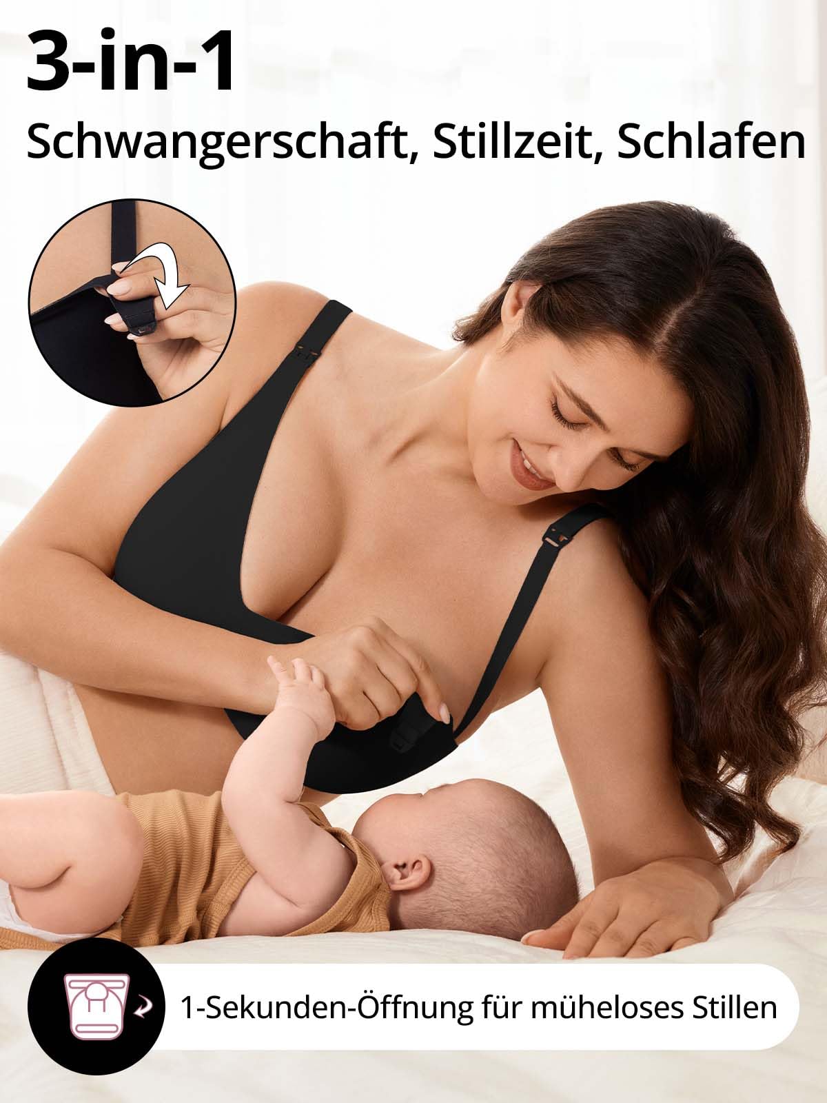 Reggiseno per allattamento senza ferretto, senza cuciture, reggiseno per gravidanza e sonno, morbido bralette imbottito, per allattamento e vita quotidiana
