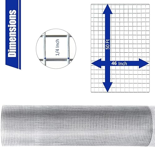 Miniatura 15 de Goplus Paño de hardware, malla de alambre cuadrada de calibre 19 de 1/2 pulgada, valla de rollo de malla de metal galvanizado, valla de jardín
