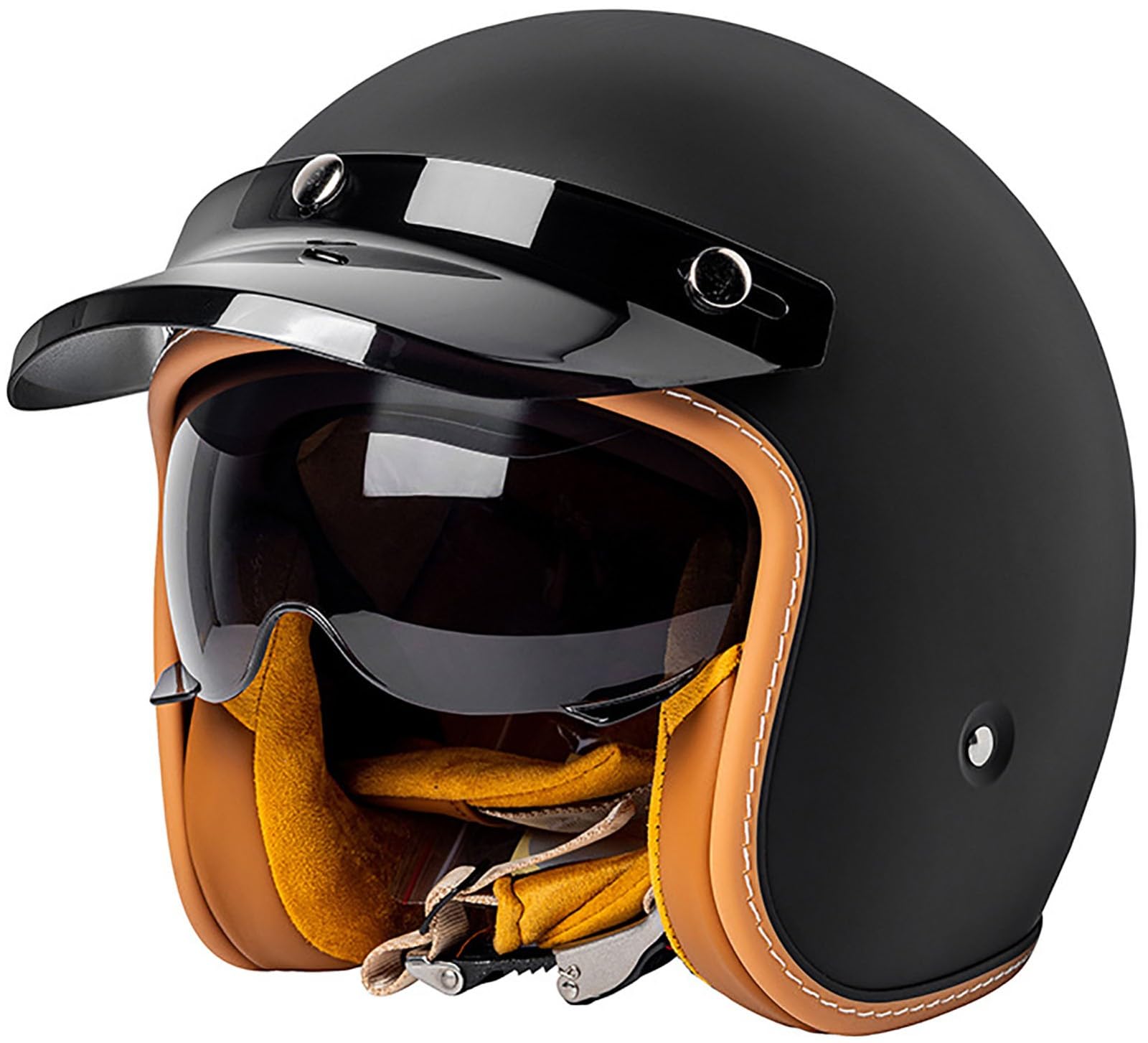 Cascos De Motocicleta para Hombres Y Mujeres Homologado Dot/ECE, Cascos De Ciclomotor con Viseras, Casco Moto Jet Vintage, Casco Moto Abierto para Scooter Cruiser Chopper