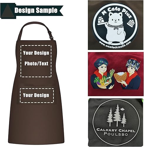 Miniatura 9 de BeautyWill Delantal personalizado con foto Diseño personalizado Nombre Texto Imagen Delantal de Chef Delantal de cocina impermeable