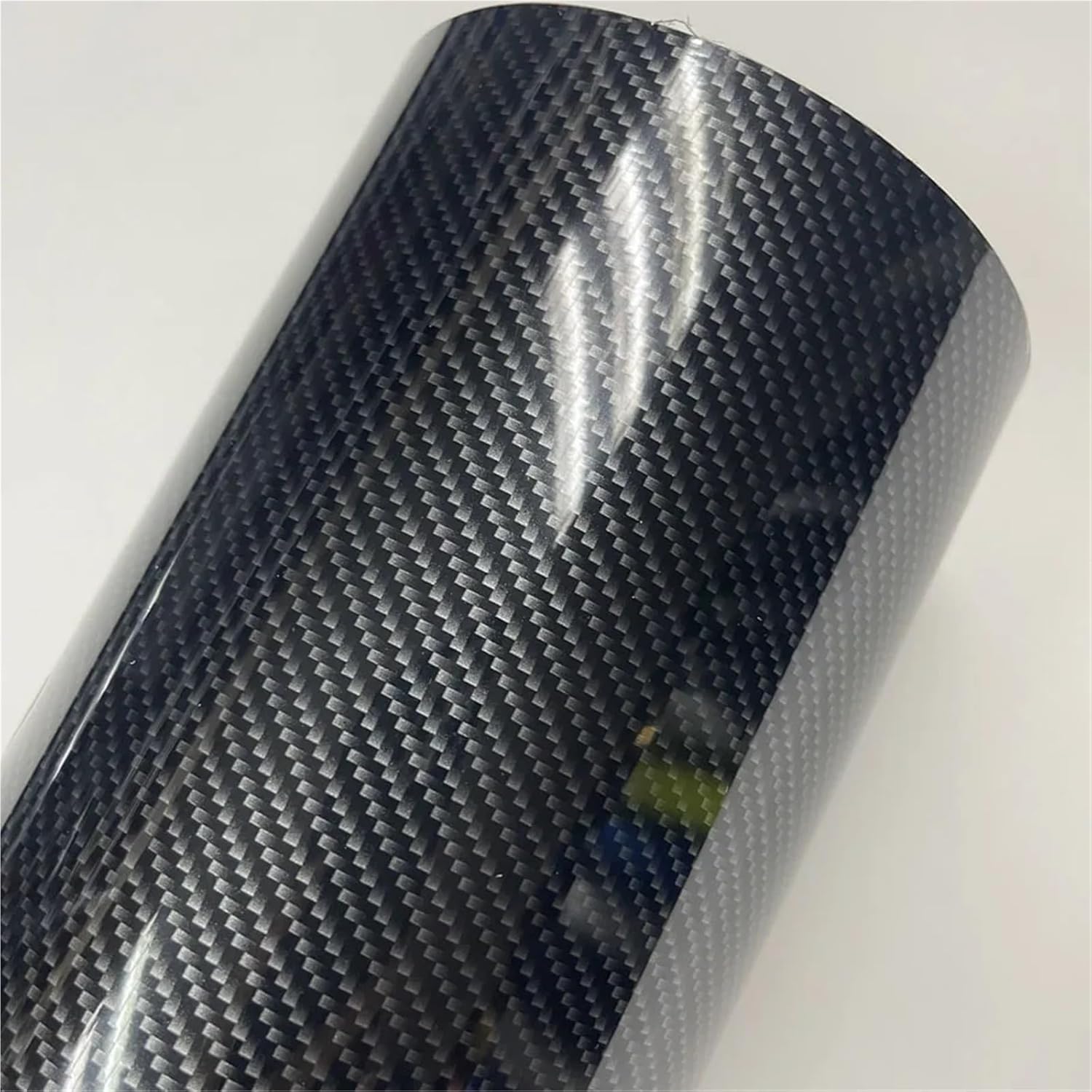1.52 * 18m/Roll High Glossy Silver Gold 7D Carbon Fiber Wrapping Vinyl Film Motorcycle Tablet Stickers Decals Auto Accessories(Black Silver)