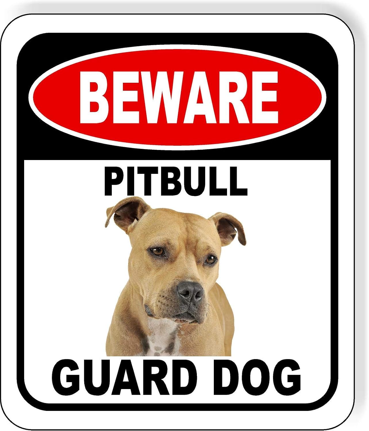 BEWARE PITBULL 2 GUARD DOG Aluminum Composite Outdoor Sign 20" x24"