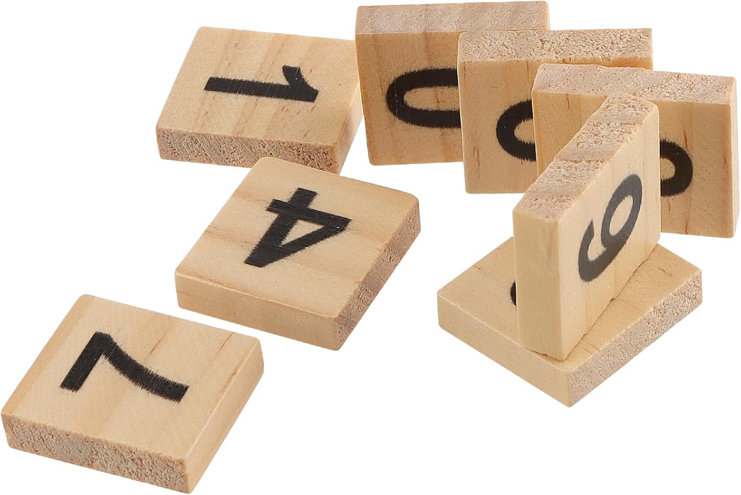 1200 PCS Small Wooden Number Tiles, Mini Wooden Number Symbol for DIY Craft, Home Decoration, Math Practise, 0.8 x 0.7 x 1/5 Inch