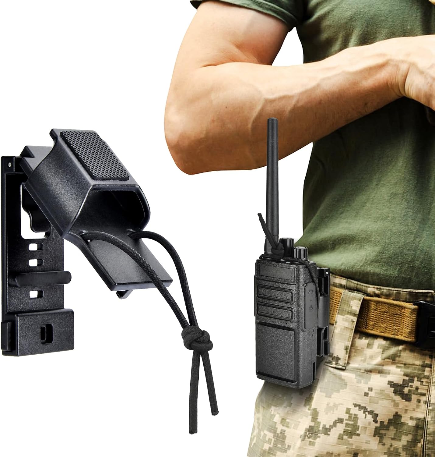 Radio Holster for Duty Belt, Tactical Radio Holster, Walkie Talkie Holder as Duty Belt Law Enforcement Accessories for Motorola, BaoFeng, Midland, Hytera Radios, Black