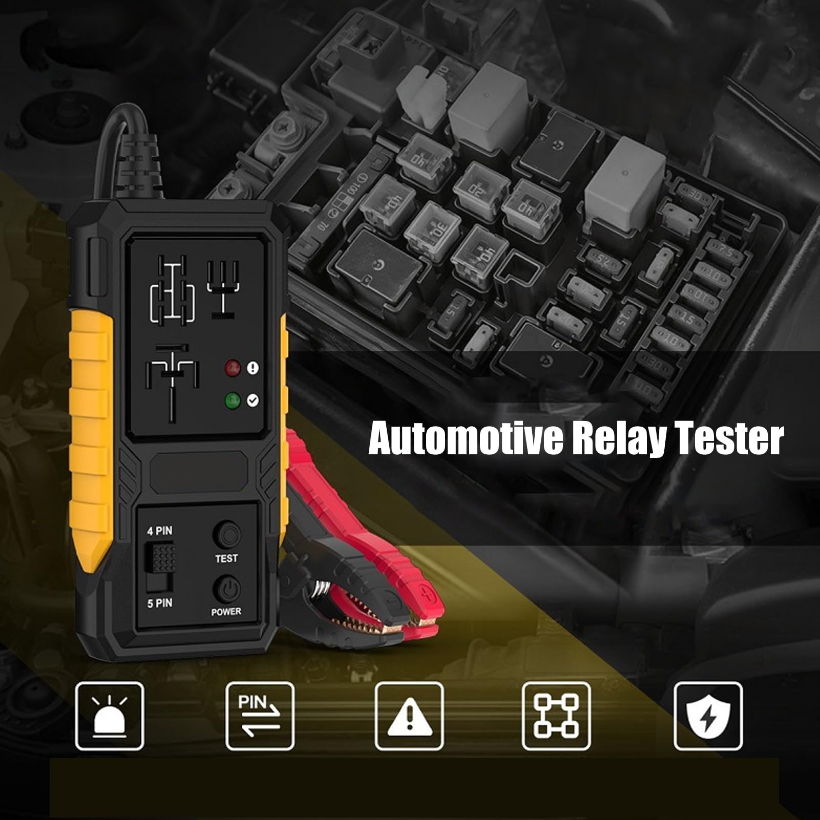 Automotive Relay Tester, relé Testing Tool, Electrical System Analyzer, Alta Precisión Detection, Quick Circuit Testing, Car Battery and Fuse Use, 6.69x2.68x1.1 In
