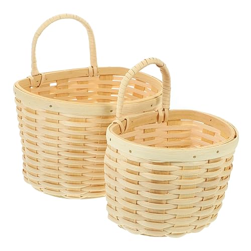 1set Wall-mounted Woven Storage Basket for Fruits and Vegetables Rustic