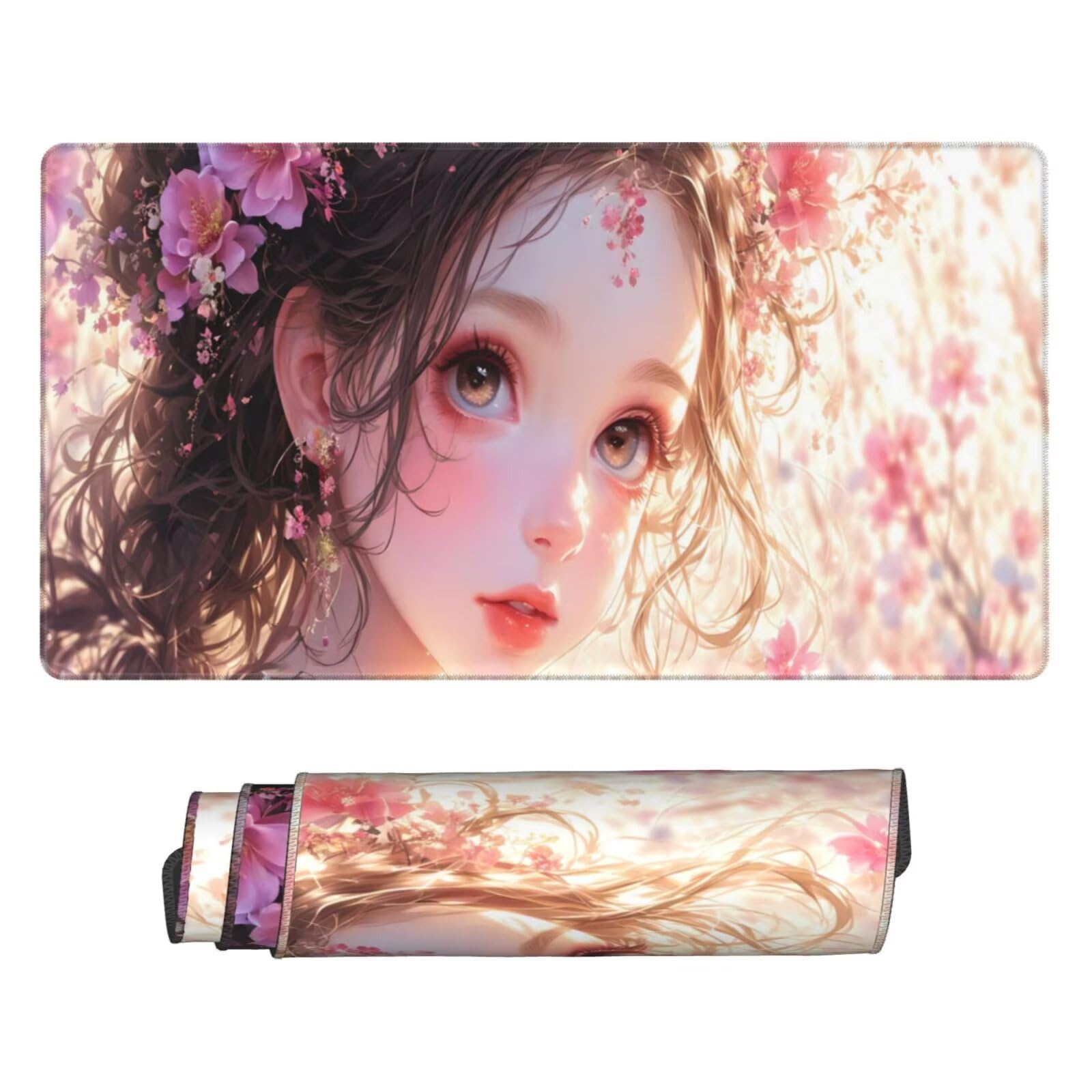 Gamingowa podkładka pod mysz XXL 1200 x 600 mm, karykatura podkładka pod mysz, piękna, duża, 120 x 60 cm, rozszerzona podkładka na biurko, akcesoria gamingowe z przyszytymi krawędziami, poprawiona
