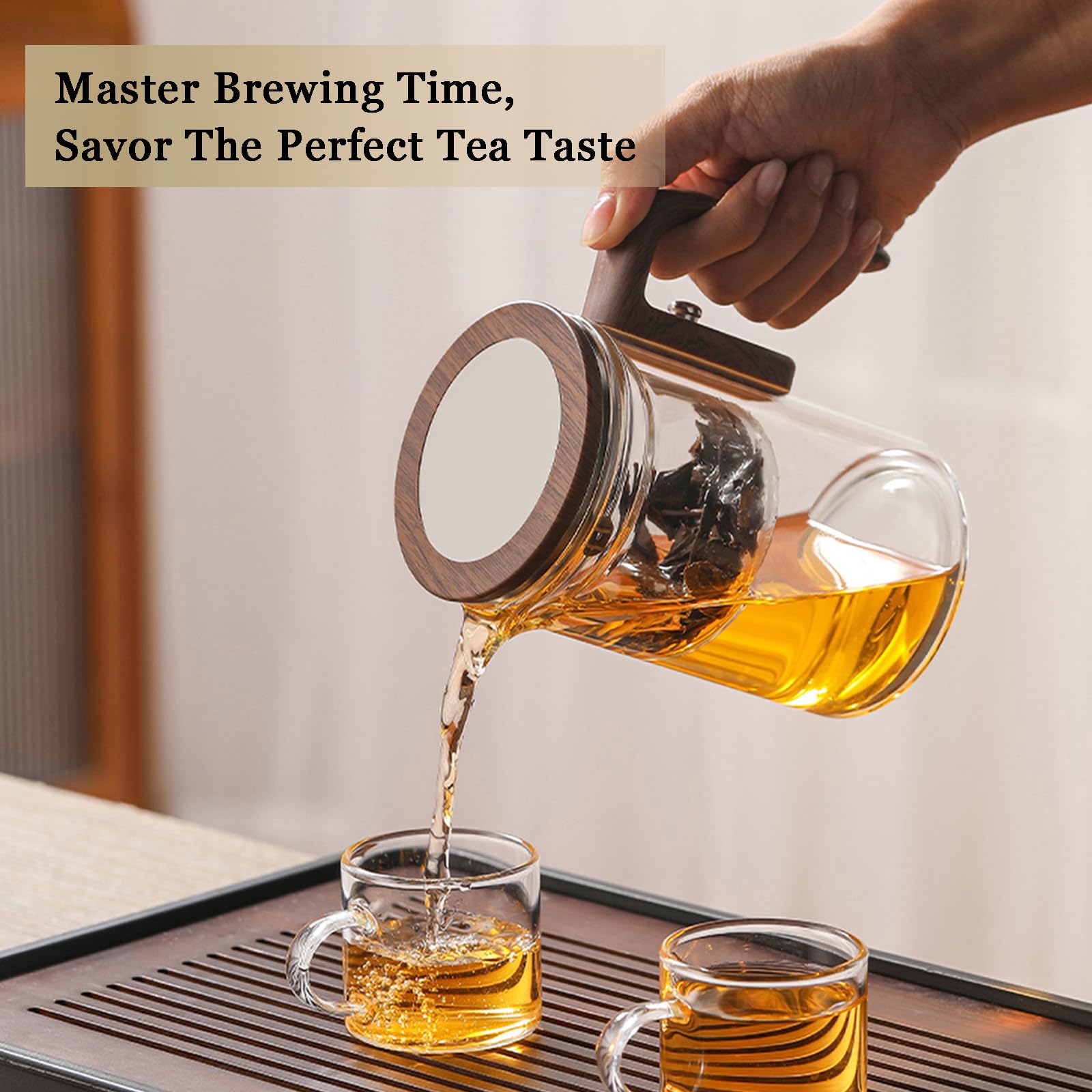 Enchant Tea Pot - 800 ml/27.1 oz Magic Witchcraft Enchanted Glass Teapot with Long Spout, Strainer, Wooden Handle, Magnetic Water Separation Design, for Loose Leaf, Flower & Herbal Teas: Enchanti Tea Pot - 600ml/20.3oz Witchcraft Magic Glass Teapot, Magnetic Water Separation Design, Borosilicate Infuser Pot with Strainer for Loose Leaf & Herbal Teas, Ideal for Tea Maker