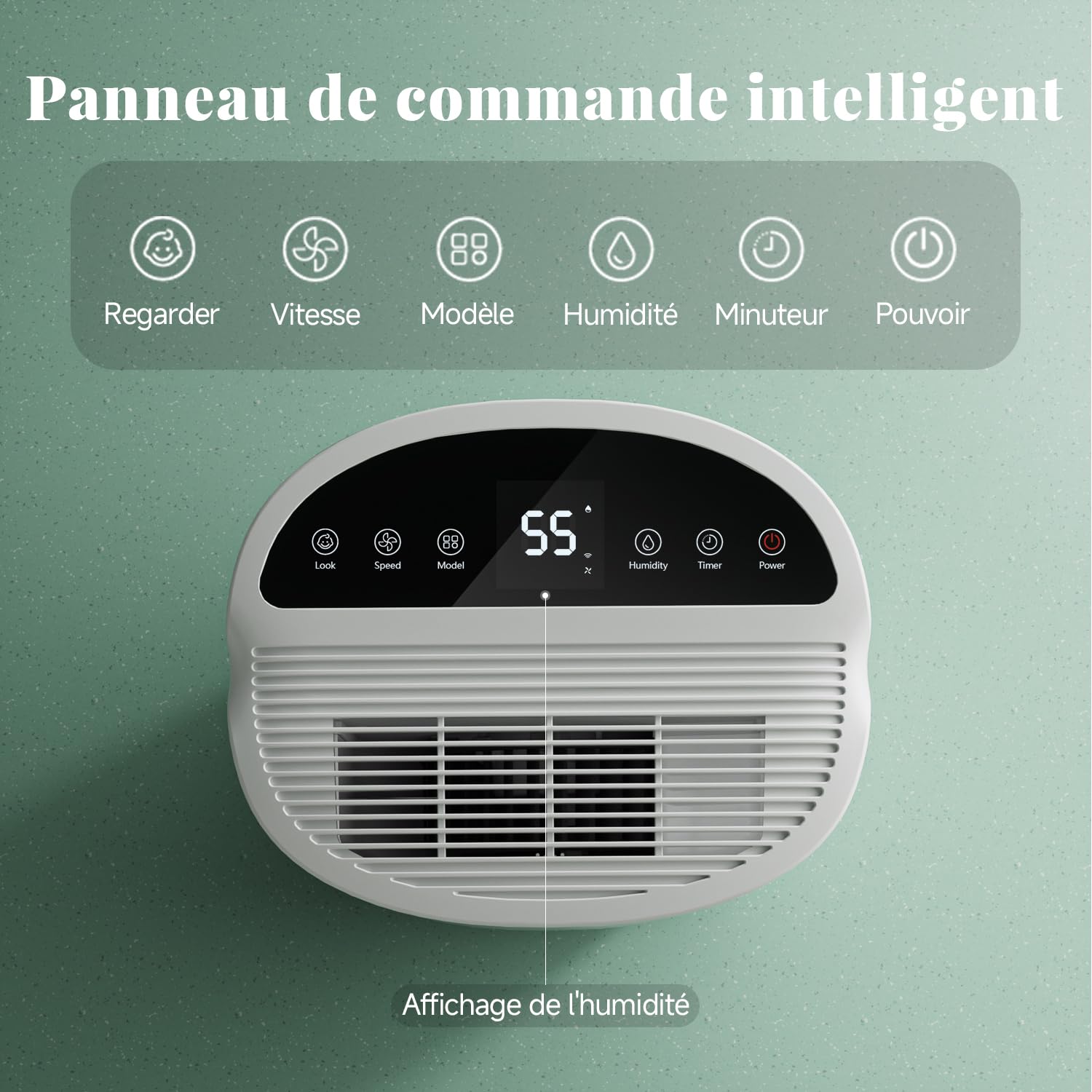 Déshumidificateur intelligent 12 L/jour pour maison, cave et chambre - Silencieux, élimination efficace de l’humidité, dégivrage automatique, verrouillage enfant, filtre à air