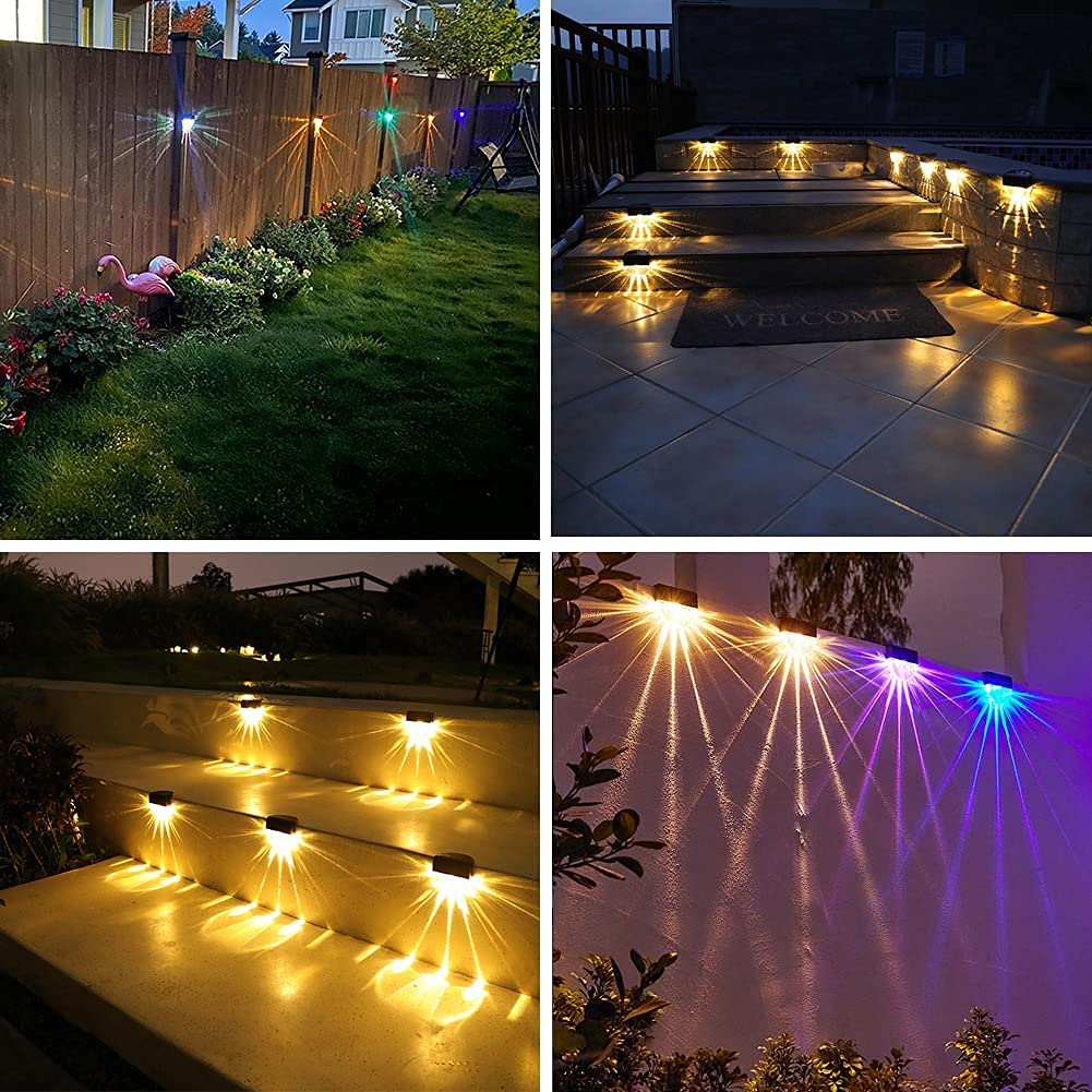 YOFIG Solarlampen für Außen Garten, Wasserdichte Solarleuchten Garten Deko, Gartendeko 4 Stück Led Solar Gartenleuchten für Terrasse Stufen, Solarleuchte mit 2 Modi-Warmweiß/Farbwechselnde
