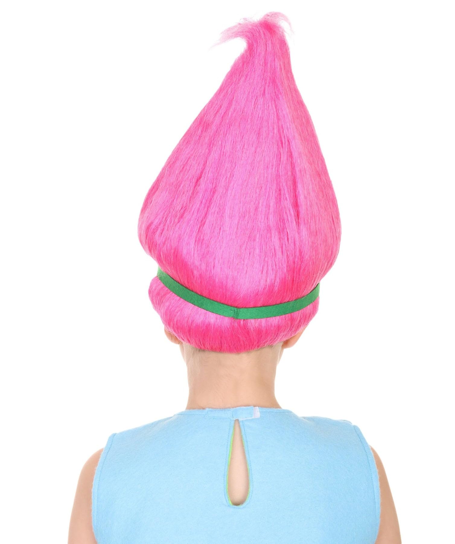 HPO Vibrant Pointed Princess Troll Pink Pointy Wig with Green and Blue Floral Crown for, Universal Design Flame-retardant Fiber - Image 3