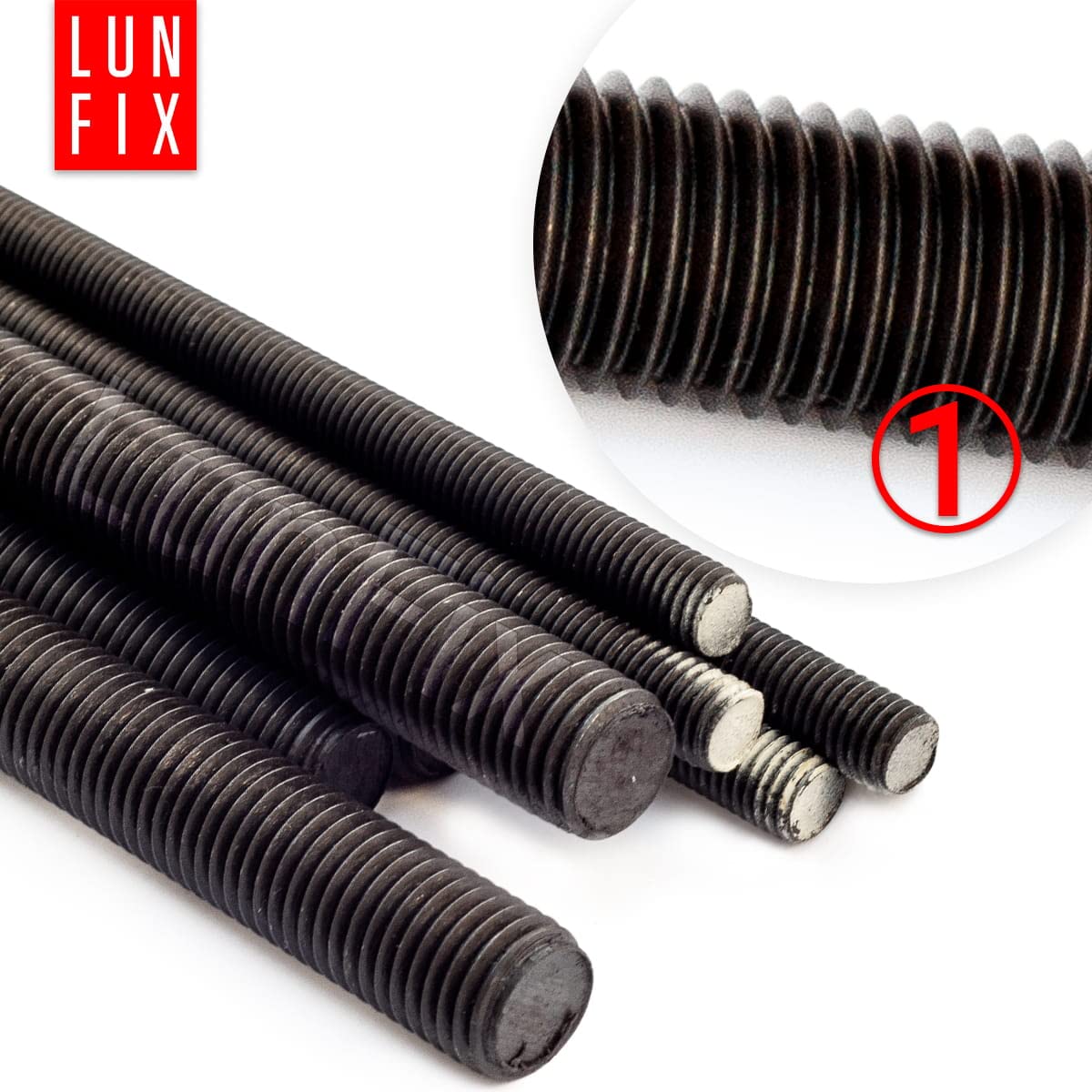 Varilla Roscada M12x1000 mm, Acero 10.9, 1 pieza, Métrica Completa DIN 976, Rosca Métrica, Varilla para Anclaje, Fijaciones Metálicas y Montaje Industrial, Barra Roscada Metálica, Lun Fix