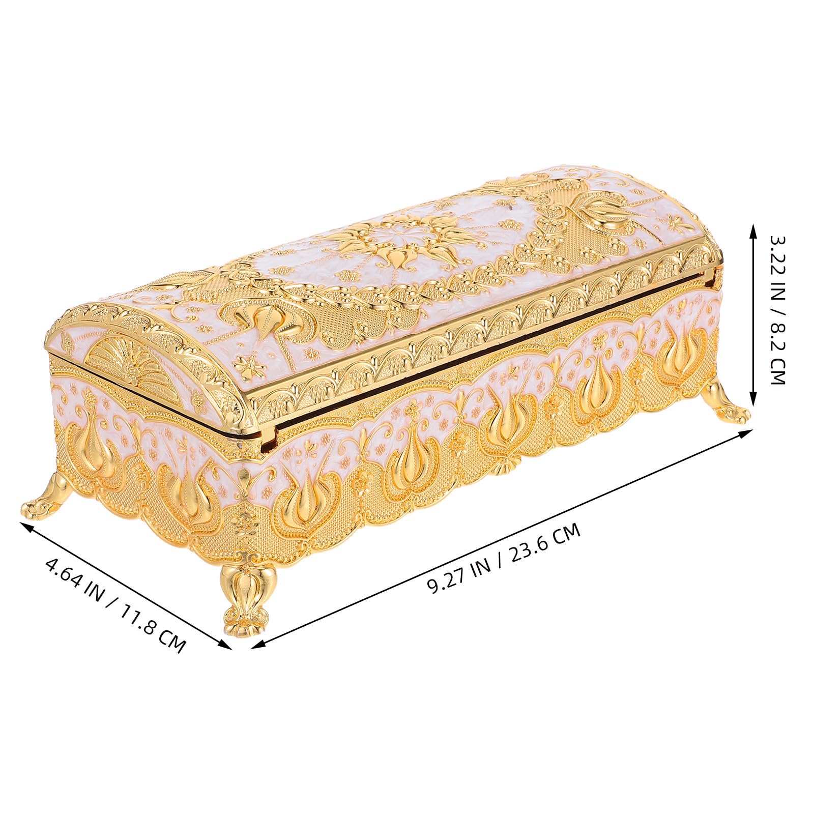 DOITOOL Schmuckkästchen Elegantes Geschenk Vintage aus Zinklegierung Rechteckige mit Flanell Innenfutter Aufbewahrungsbox zur Organisation von Ringen Ohrringen und Halsketten
