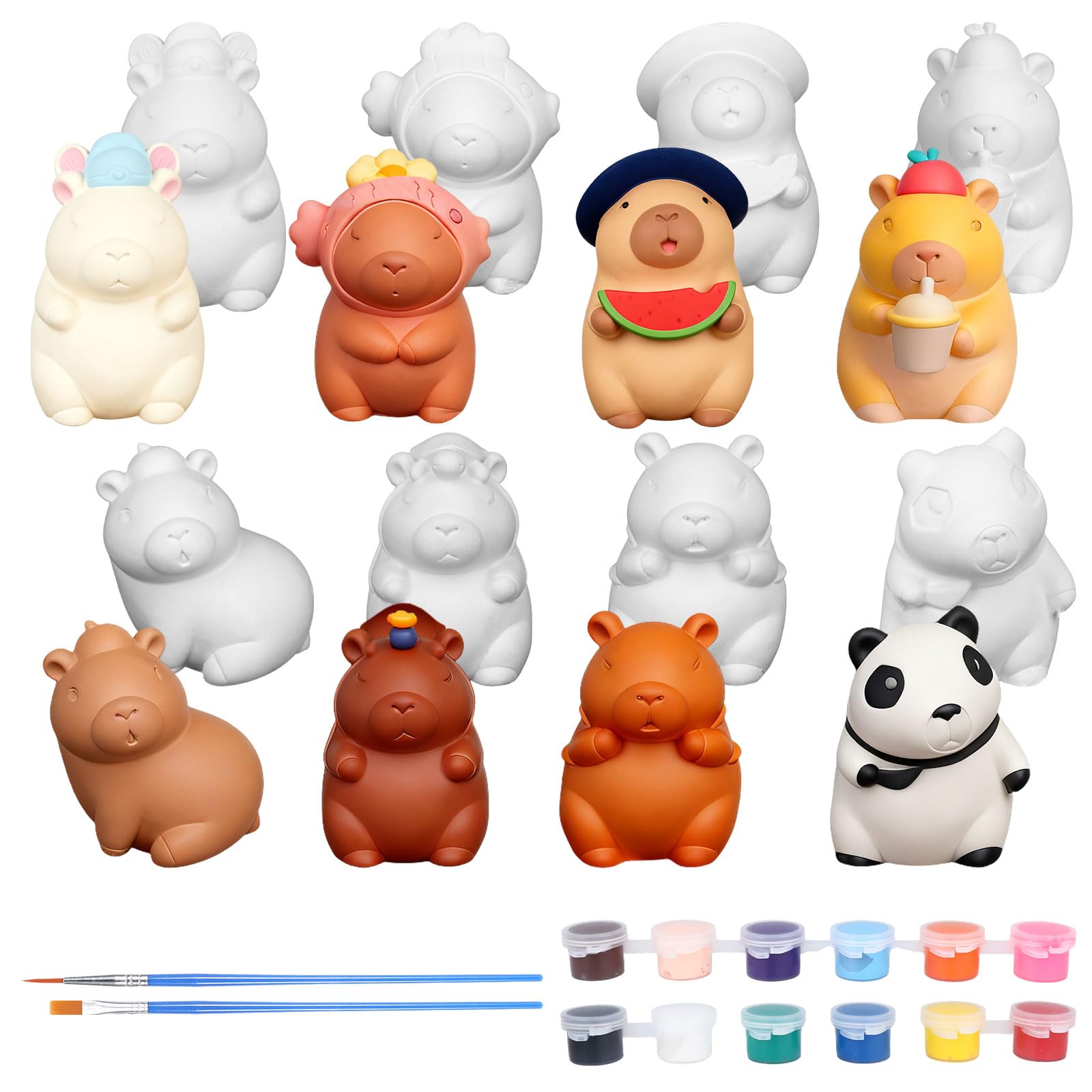 YoehMongYo 8 Pack Animal Ceramics to Paint, Animal Theme Paintable Ceramic Figurines Kit for DIY Crafts, Artistic Projects and Home Decor