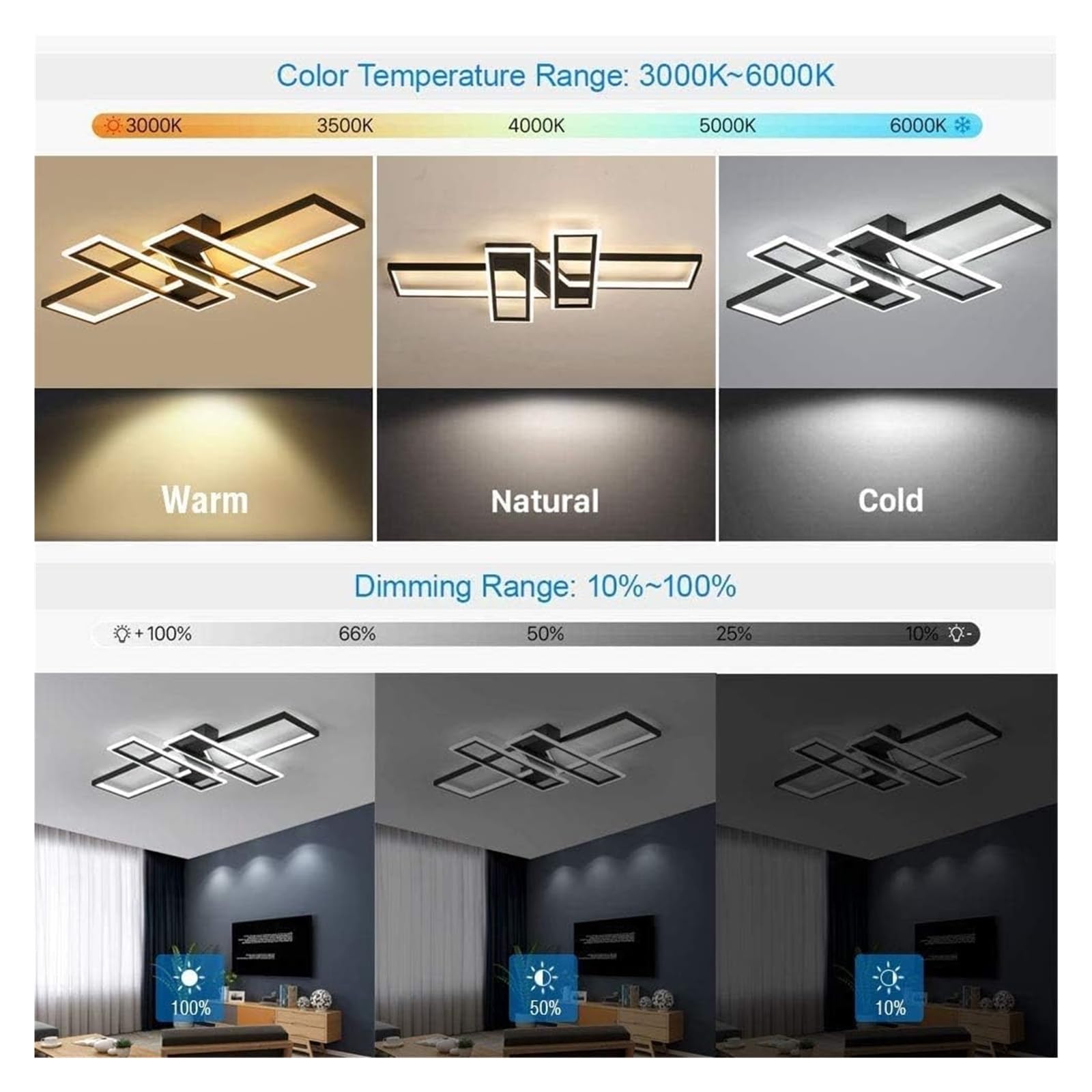 Lampa sufitowa typ duży żyrandol LED do salonu, ściemnialna lampa sufitowa, elegancka kwadratowa lampa wisząca, metalowy akrylowy żyrandol z pilotem zdalnego sterowania, oświetlenie