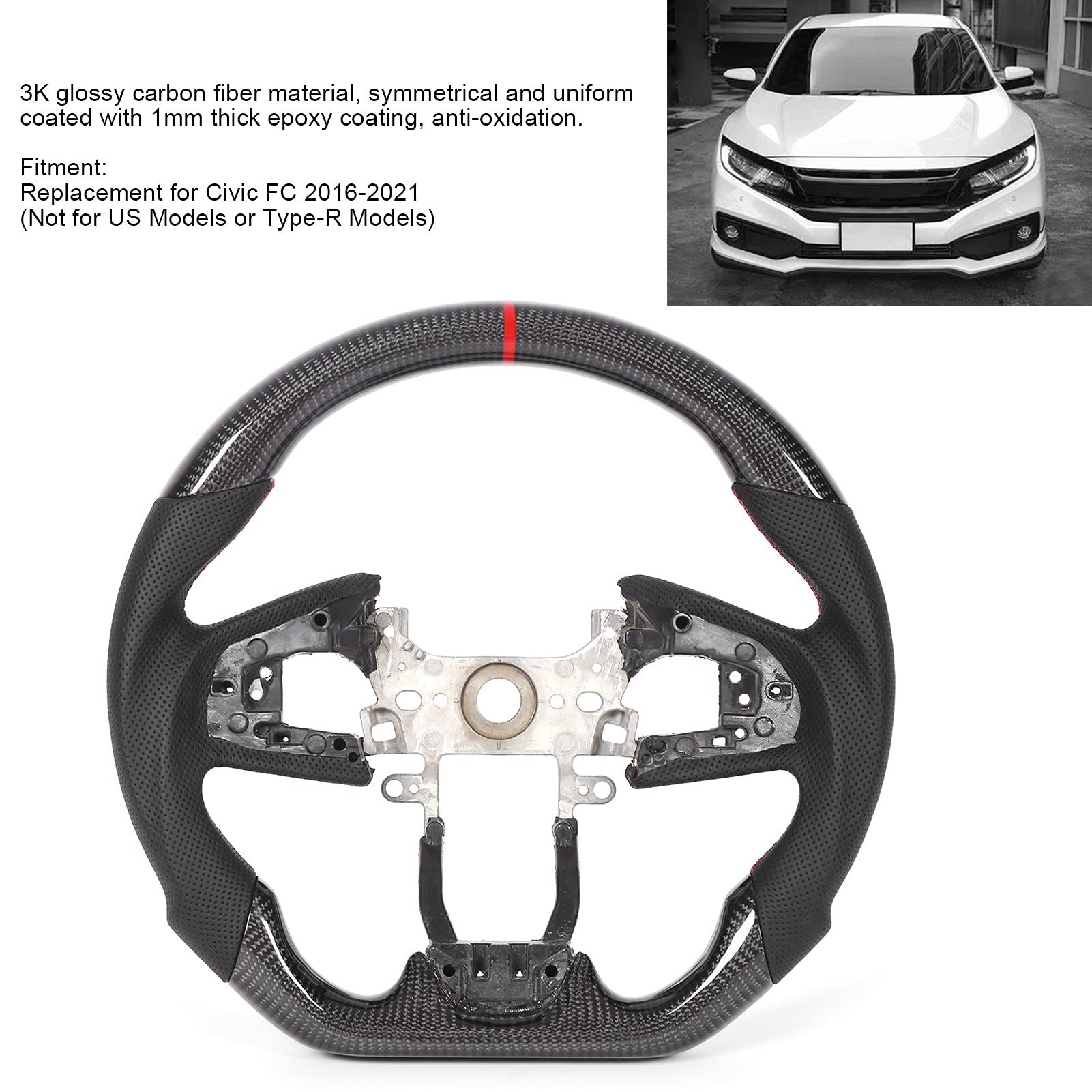 Volant en Fibre de Carbone, Coutulature en Cuir perforé Couture à Débit Rapide Volant avec un Fond Plat D Conception de Course pour FC 2016-2021