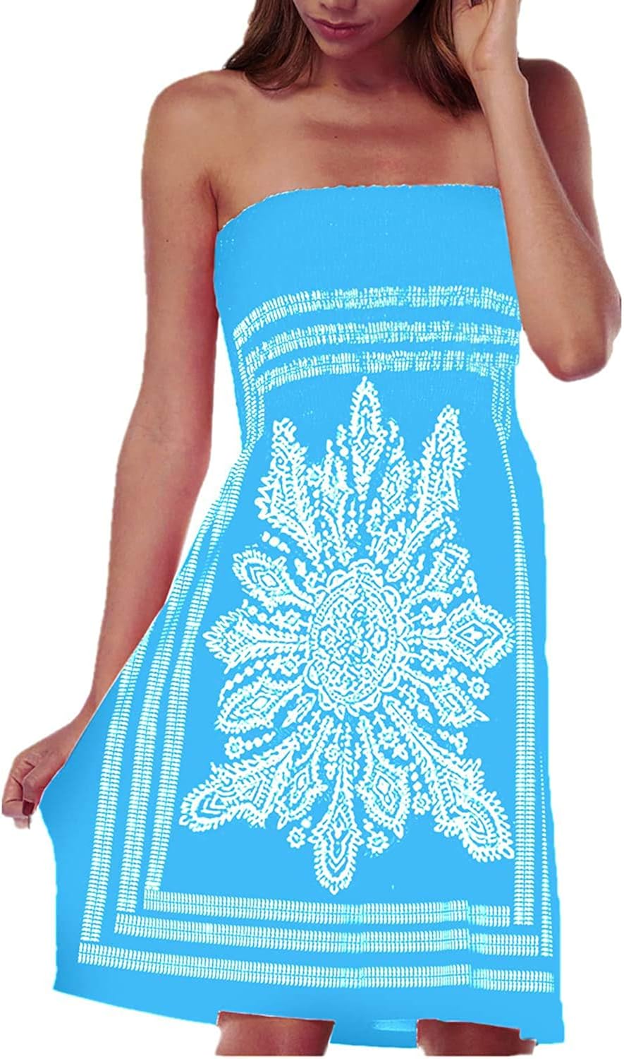 QegarTop Women Coverup Summer Strapless Beach Dress Swimwear Boho Bathing Covers