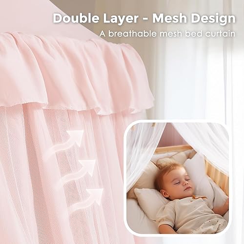 Miniatura 2 de Toldo de cama grande con luces de estrellas, toldo de doble capa para cama, tienda de campaña de princesa para habitación de niñas, toldo