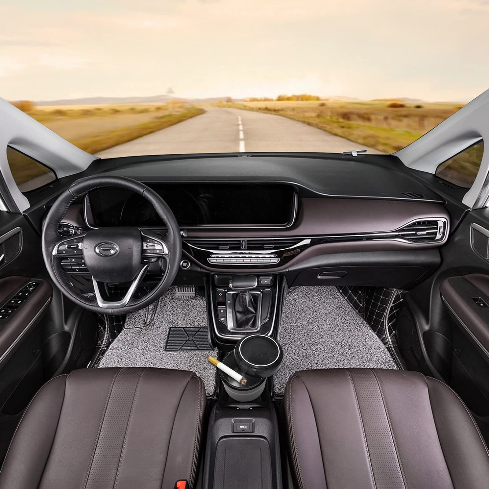 Posacenere Auto Portatile Con Luci LED - Autoestinguente, Rimovibile E Compatto