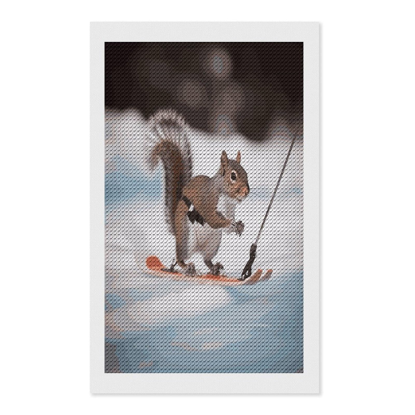 FekiLoot Skiing Squirrel Paint by Numbers Kit for Adults Beginner DIY Diamond Dots Paintings Round Full Drill Diamond Art Kits Picture Diamond Art Painting Kits for Home Decor 12"x20"