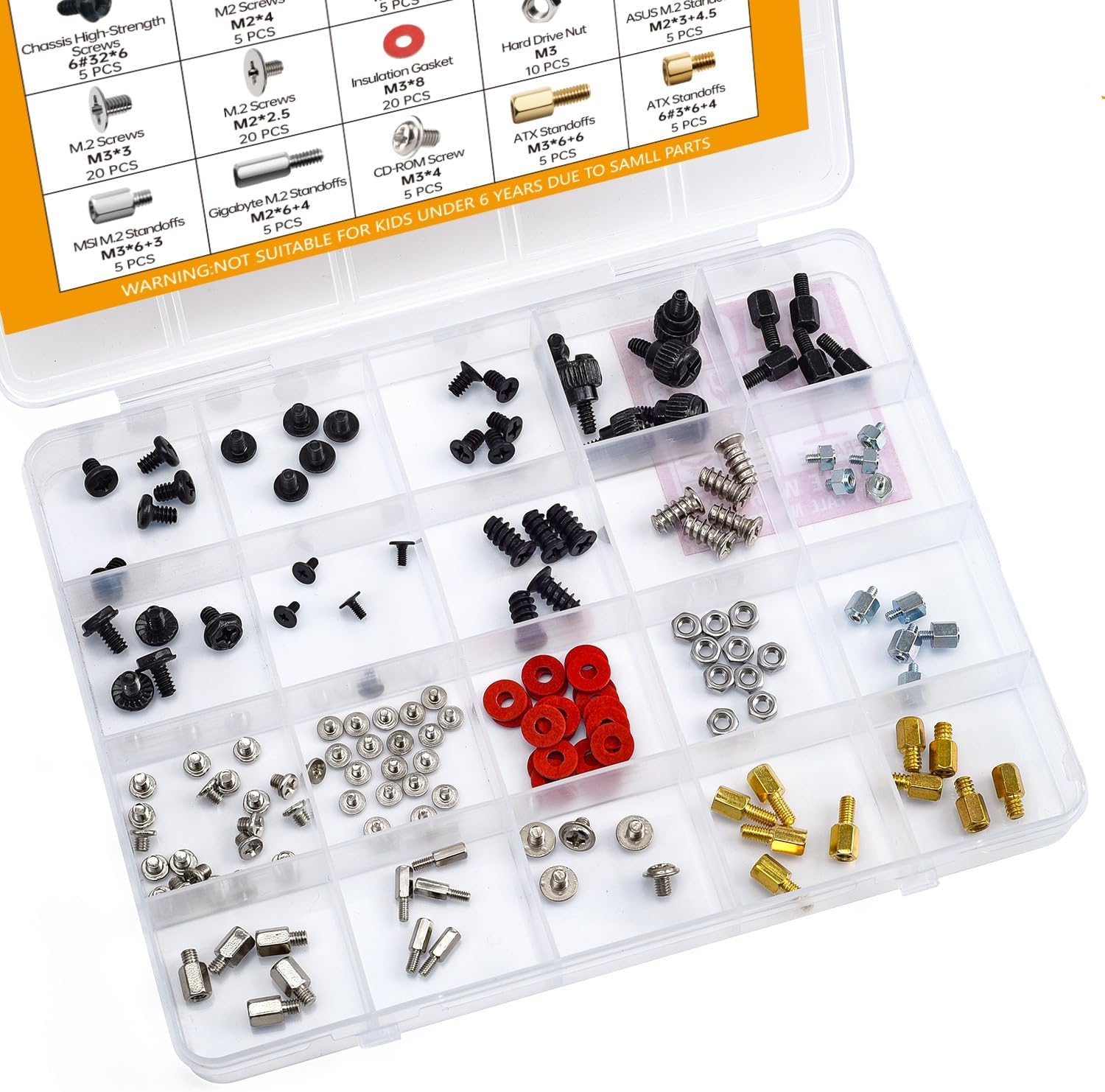 150PCS Computer PC Screws M.2 Standoff SSD Mounting Screws Kit for Motherboard, SSD, Hard Drive, PC Case, Power Supply, M.2 SSD Standoff Mounting Screws for Computer Laptop DIY & Repair