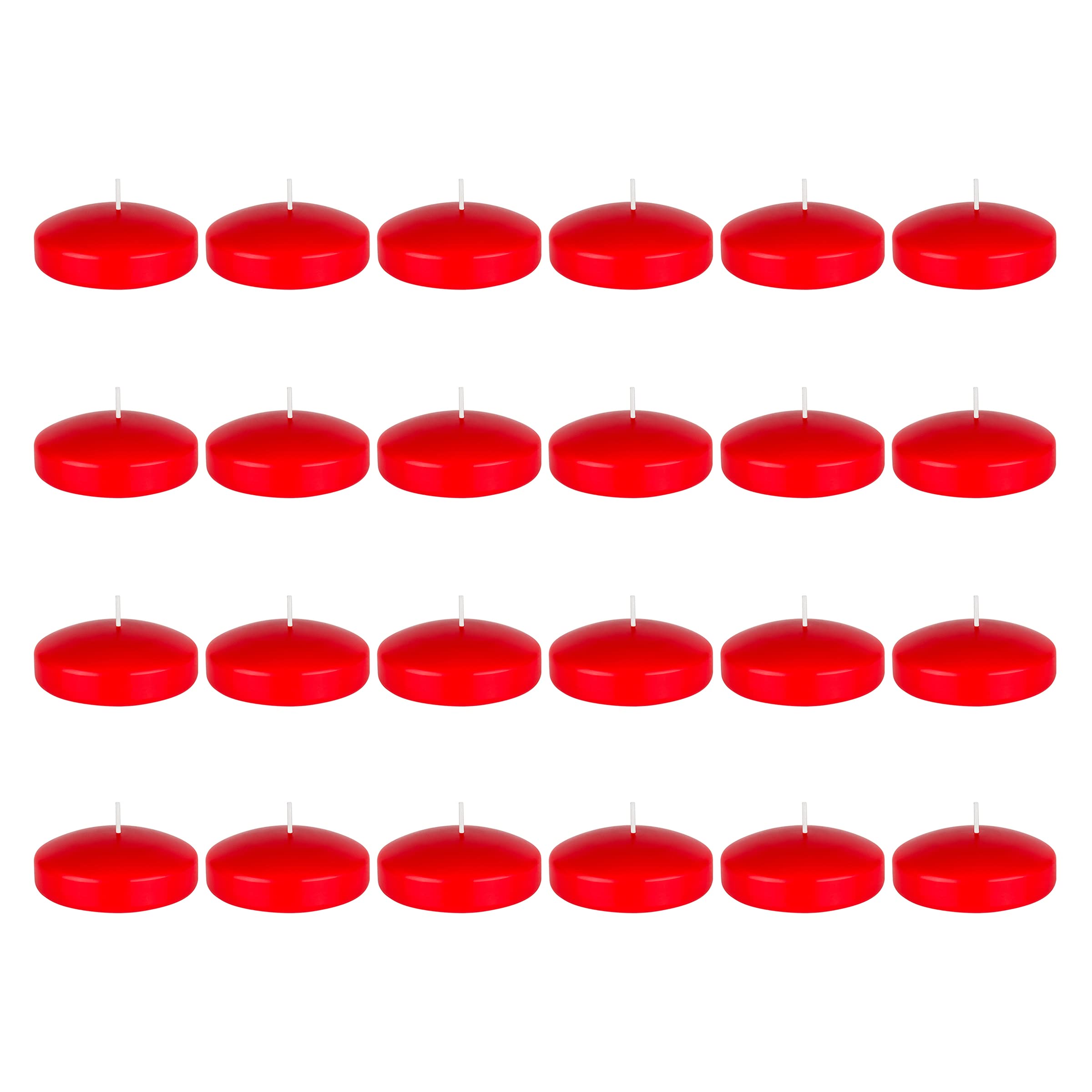 Mega Candles 24 pcs Unscented Red Floating Candles, Hand Poured Wax Candle 3 Inch Diameter, Home Décor, Wedding Receptions, Occasions, Festivities,