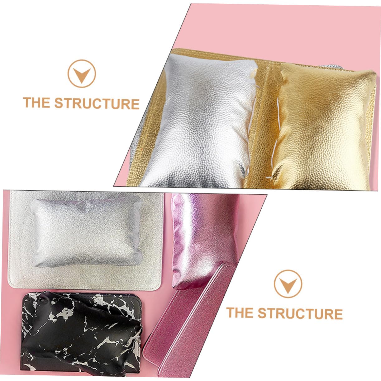 Portable Nail Arm Rest Cushion Set Lightweight Sturdy Hand Rest for Nails with Elegant Silver Pillow for Manicure Salon and DIY Use Protects Tabletop From Polish Stains