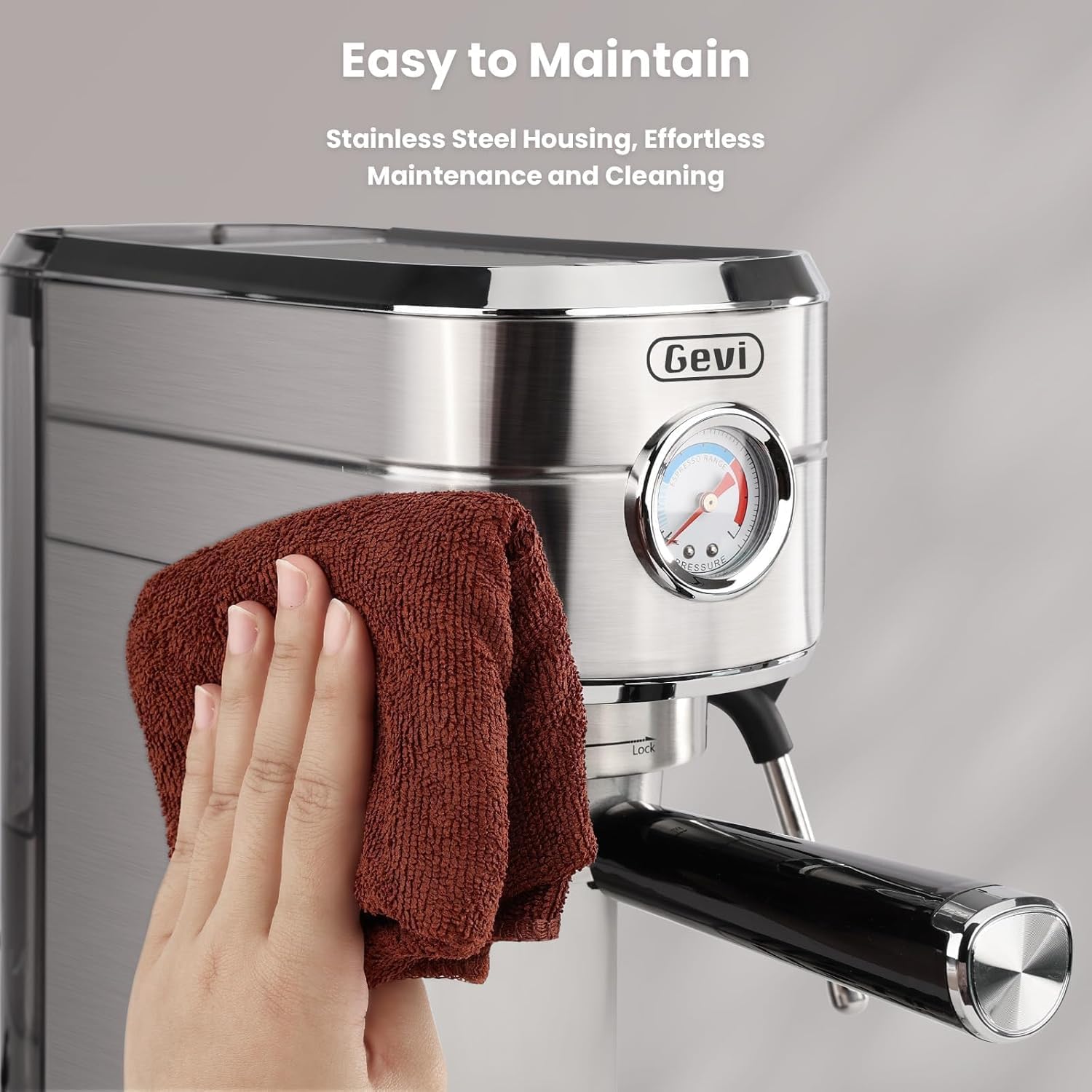 Gevi Espresso Machine 20 Bar, Professional Espresso Maker Latte Machine with Milk Frother, Stainless Steel Expresso Coffee Machines for Home, Compact Cappuccino Machine, Great Gift Choice, Silver