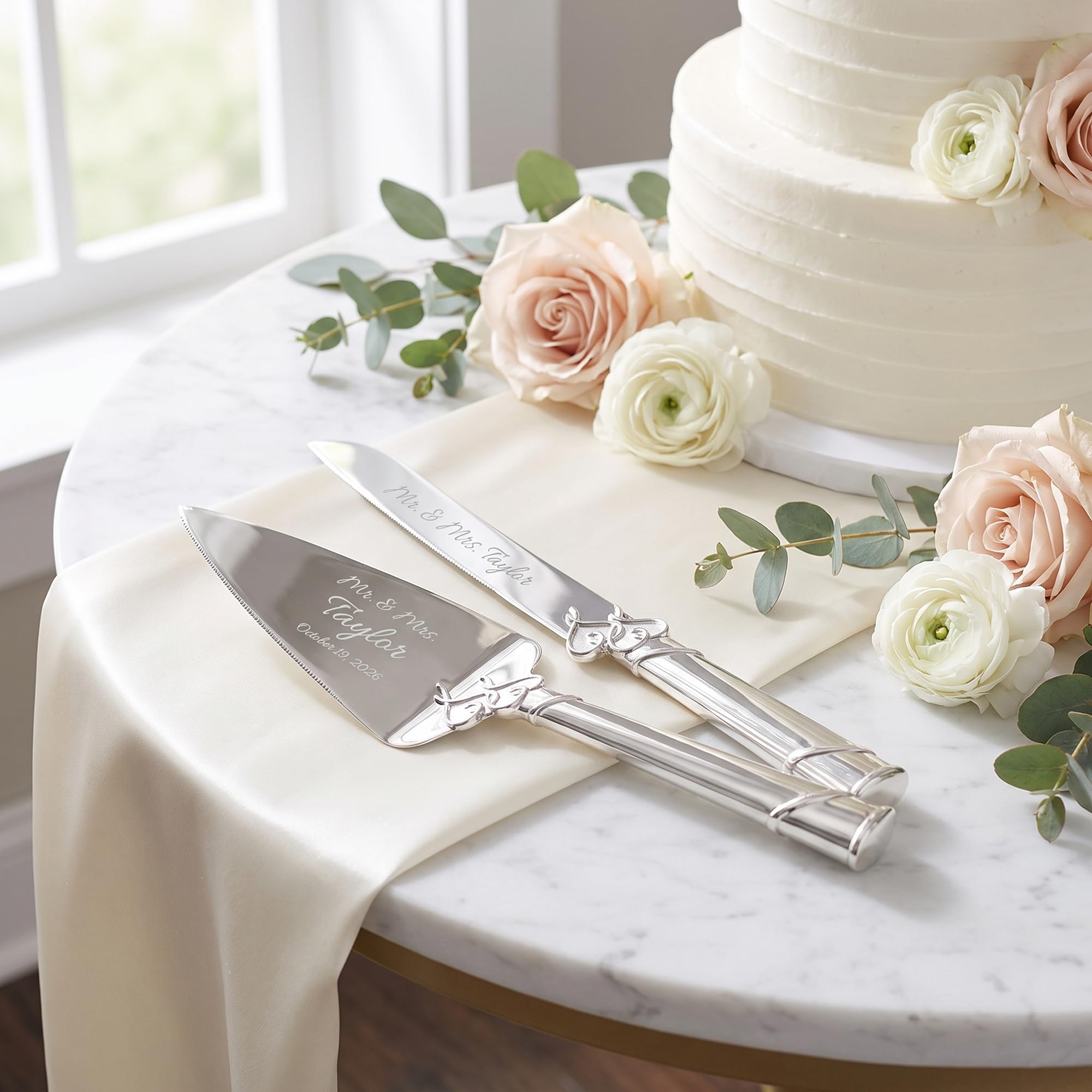 LENOX ケーキサーバー&ナイフ Amazon | Lenox Personalized Engraved True Loveケーキナイフ