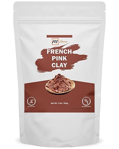 mGanna Polvo de arcilla rosa francesa 100% natural, arcilla rosa (una libra) para máscaras faciales de bricolaje, cremas, exfoliaciones suaves y
