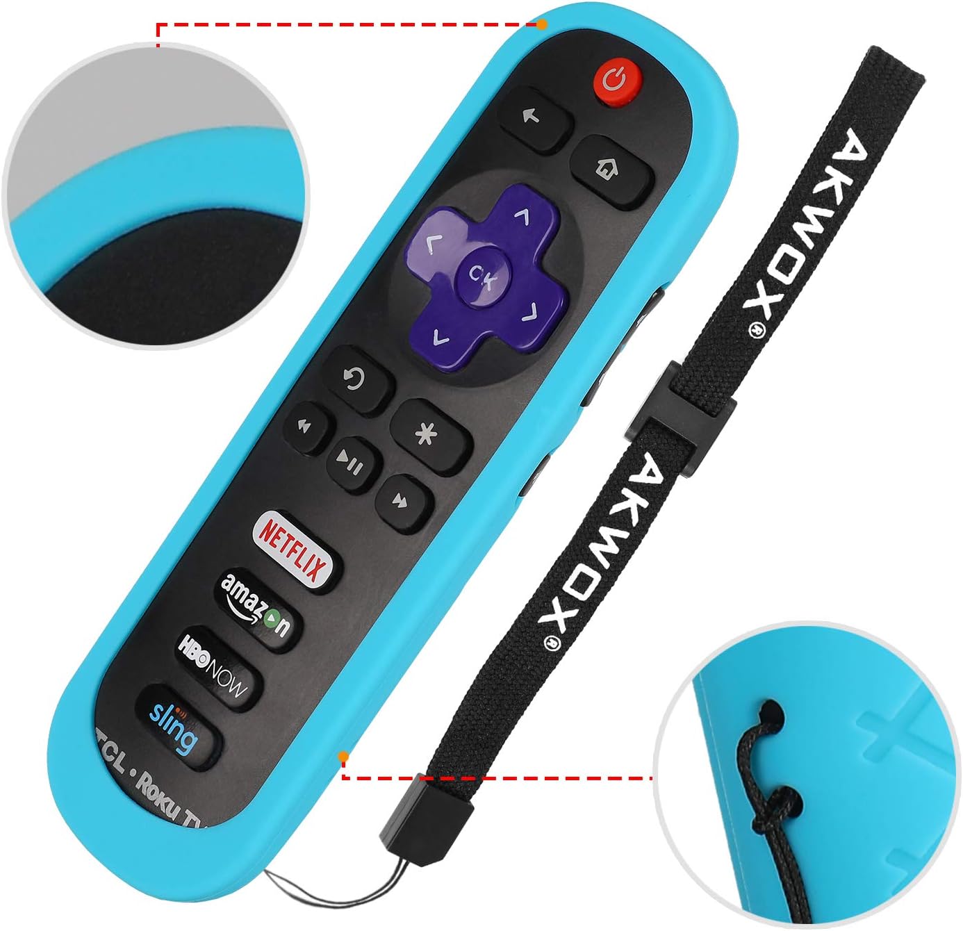 Best [Nightglow Blue] Case for TCL Roku RC280 Remote, Akwox Light Weight [Anti Slip] Shock Proof Silicone Cover for Roku 3600R / 3500R (2014 Model) TV Remote [Lanyard Included]