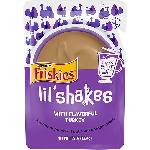 Purina Friskies Wet Pureed Cat Food Topper, Lil' Shakes With Flavorful Turkey - (16) 1.55 oz. Pouches