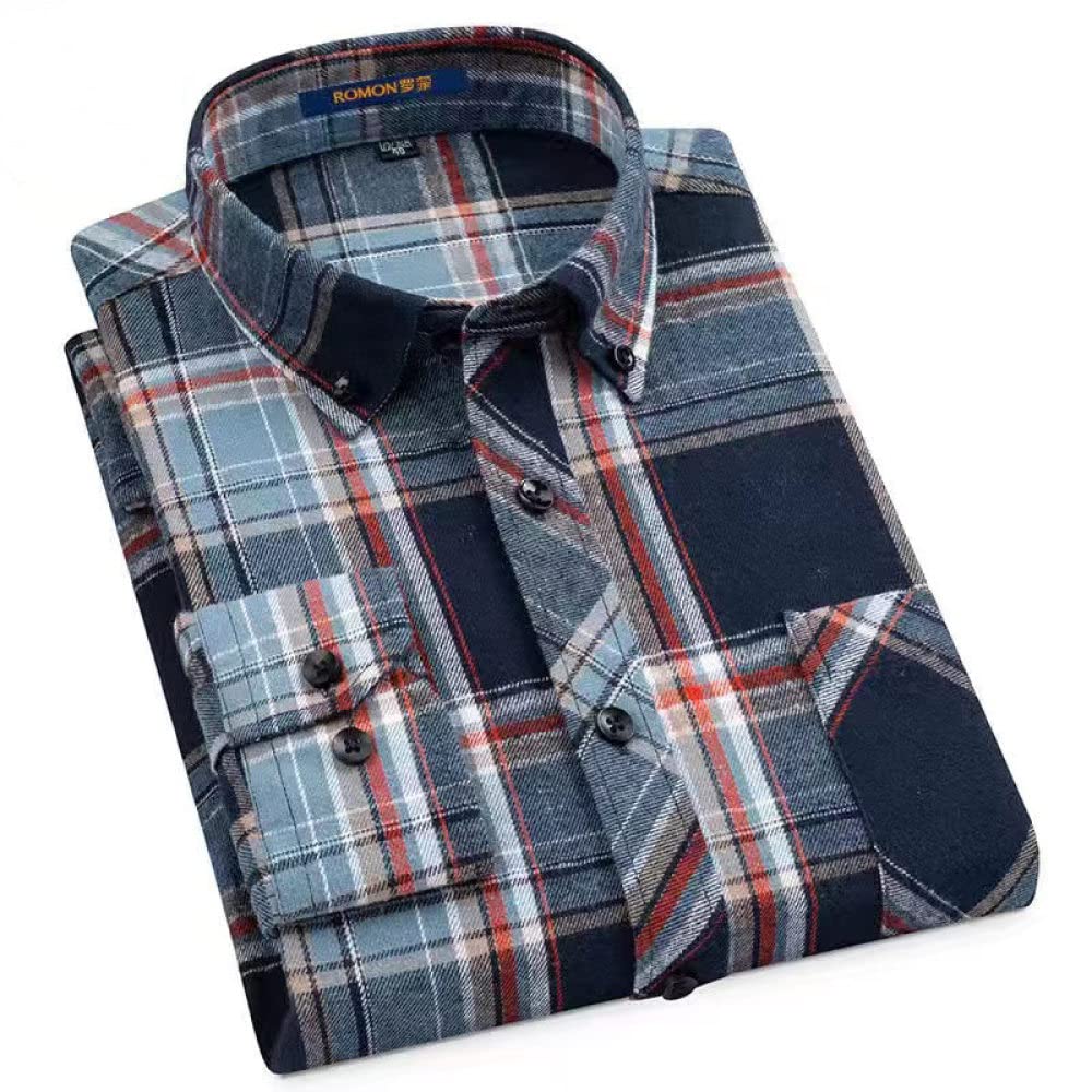 Camicia In Cotone A Maniche Lunghe Da Uomo,Camicia Casual Da Uomo A Maniche Lunghe, Camicia A Quadri In Flanella Di Cotone Da Uomo Manica Lunga Con Tasca Sul Petto Camicie Da Esterno Spazzolate Dal