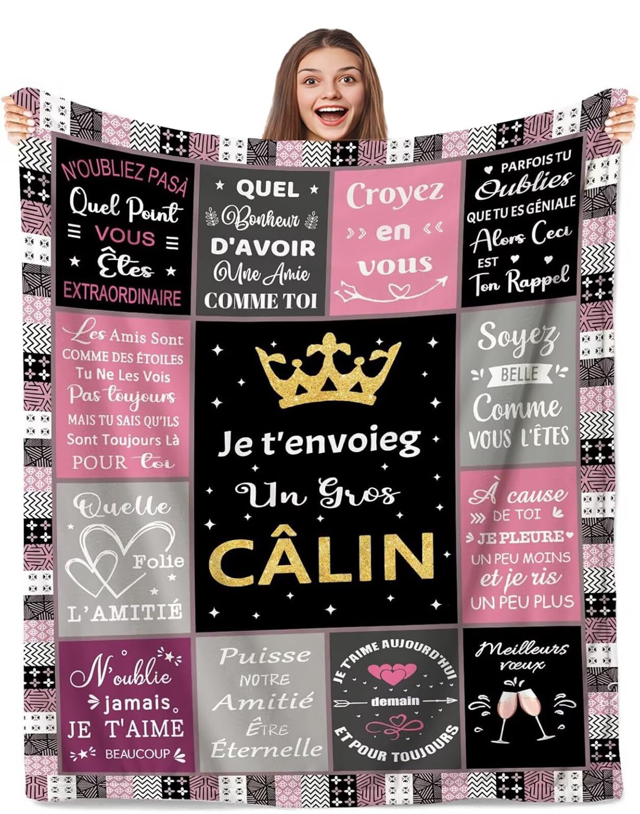 Plaid doux en flanelle 130x150 cm : idée cadeau personnalisée pour Noël