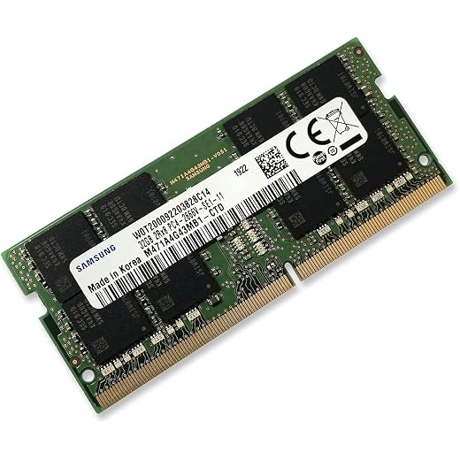 Samsung 32GB DDR4 2666MHz RAM Memory Module for Laptop Computers (260 Pin SODIMM, 1.2V) M471A4G43MB1