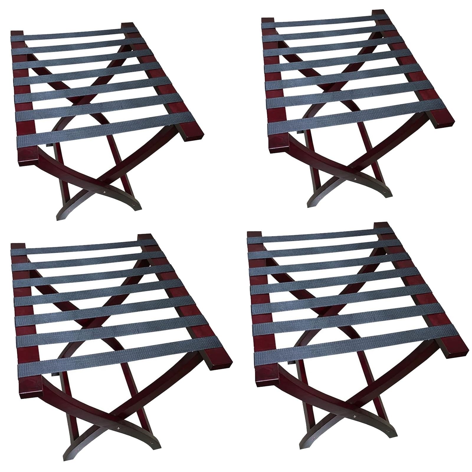 MSHGSKU Luggage Rack Luggage Rack - Suitcase Stand, Expandable Foldable Suitcase Stand With Shoe Rack, Floor Organizer And Stand, Solid Wood Luggage Rack For Hotel, Hos,Red-4pcs