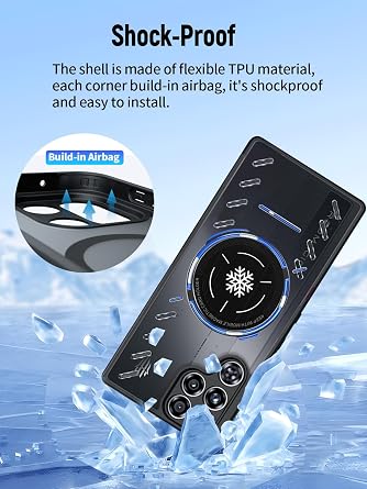 Magnetic Cooling Case for REDMAGIC 11 Pro/11 Pro+/11S Pro/11S Pro+, Rugged Protective Cover with Lanyard, Shockproof, Scratch Resistant (Snowflake) Clear