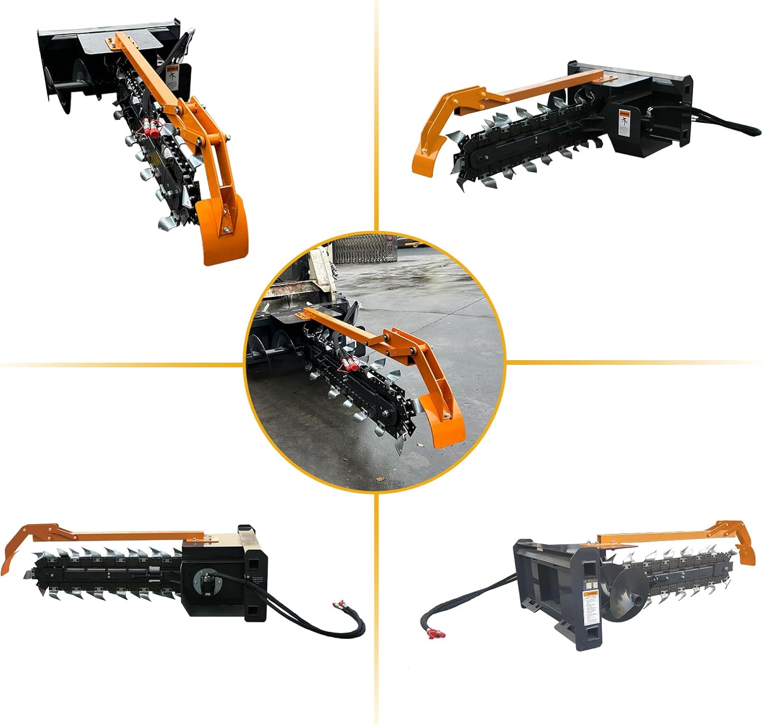 Skid Steer Attachment Trencher/Ditcher - 48"Trenching Depth, 8" Width, 15" Auger, Ideal for Utility & Irrigation Installation​