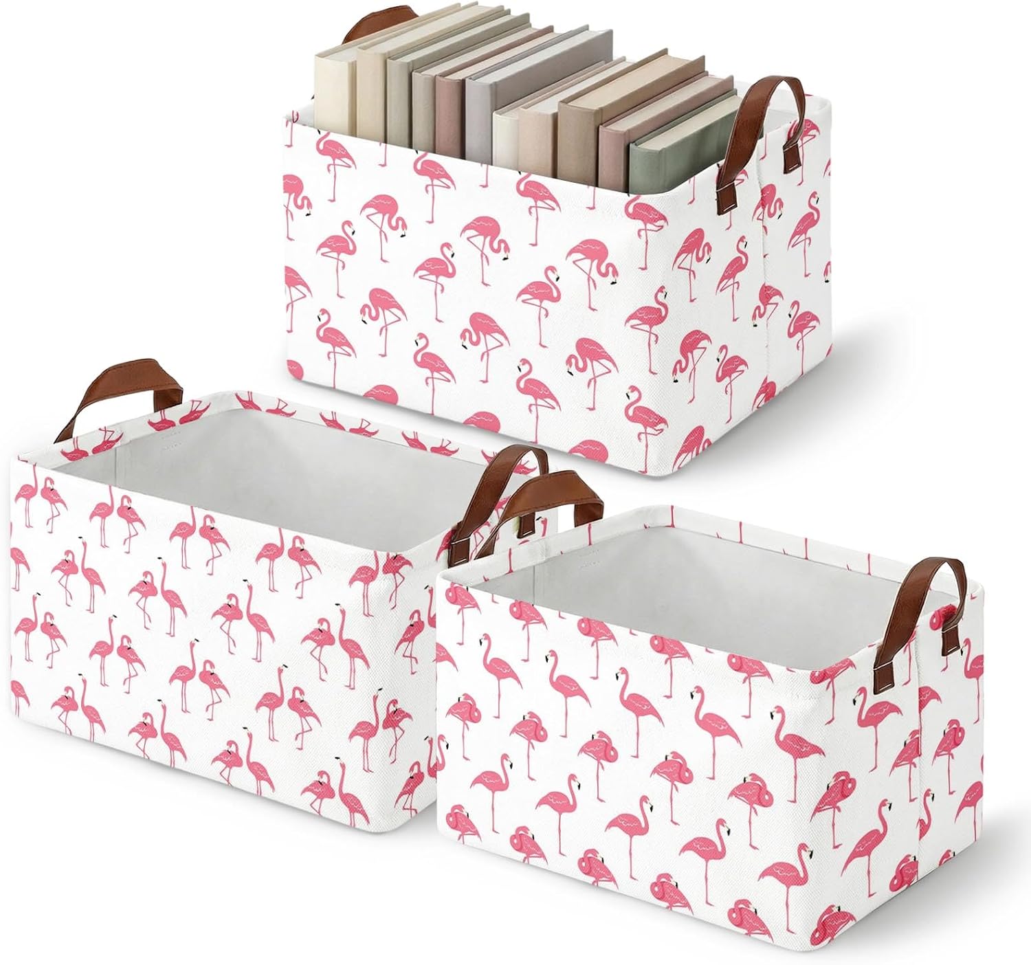 Britimes Flamingo Storage Baskets for Gifts, Toy Storage Bins Box, 3 Pack