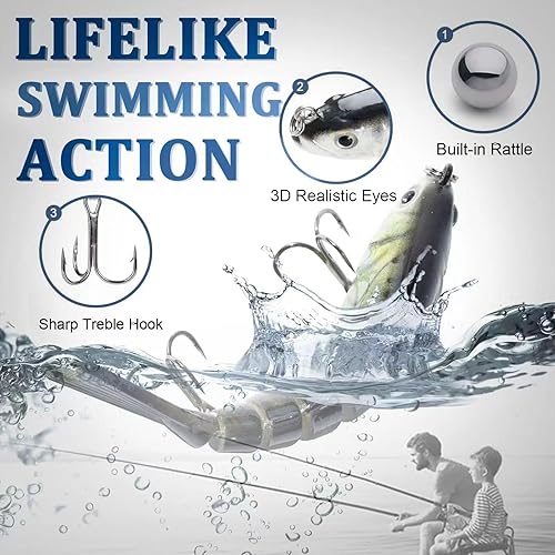 Miniatura 3 de Juego de señuelos Topwater de 7 piezas, señuelo multisección y señuelo flotante, atrapa peces más grandes en agua salada con señuelo de natación