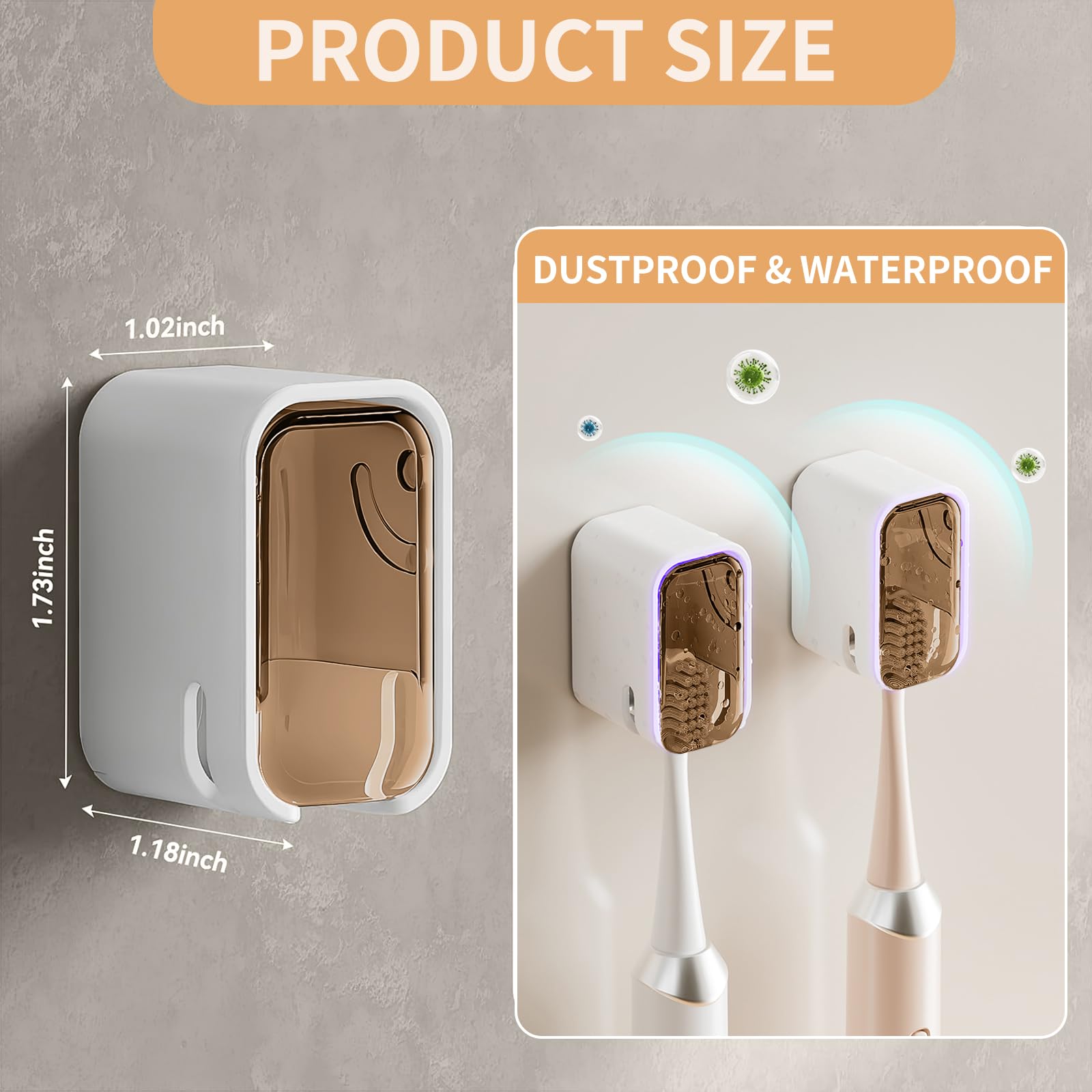 Soportes para cepillos de Dientes montados en la Pared para baño, 2 Soportes autoadhesivos Fuertes para cepillos de Dientes con Tapa, Organizador de Cabezales de Cepillo de Dientes para la Familia