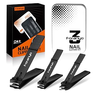 Foranyo Nail Clippers, Stainless Steel Nail Clipper Set, Toenail Clippers Fingernail Clippers, Slant Edge Nail Cutter with Case (Black)