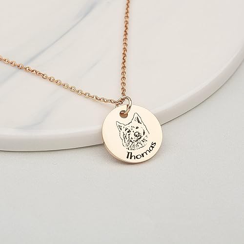 Miniatura 9 de Anavia Collar personalizado con retrato de mascotas, regalo de joyería conmemorativa para mascotas, regalo personalizado con disco redondo grabado