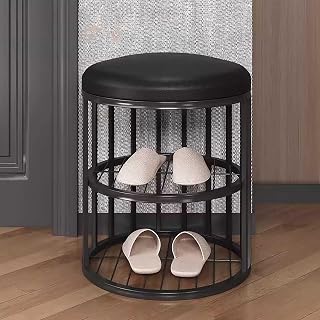 Shoe Entryway Hall Bench & Storage with Round Seat Compact Shoe Rack & Stool for Bedroom Mudroom & Entrance Perfect for Small Spaces