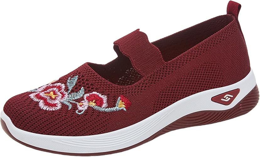 Mary Jane Chaussures De Marche Orthopédiques En Maille Respirante Pour Femme - Chaussures De Travail Légères Et Confortables, Noir , 37 EU